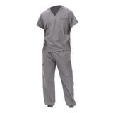 Maxbell Uniform Scrub Set for Men Top and Pants V Neck Soft Workwear for Cosmetology Gray XL