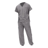 Maxbell Uniform Scrub Set for Men Top and Pants V Neck Soft Workwear for Cosmetology Gray XXL