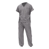 Maxbell Uniform Scrub Set for Men Top and Pants V Neck Soft Workwear for Cosmetology Gray XXL
