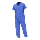 Maxbell Uniform Scrub Set for Men Top and Pants V Neck Soft Workwear for Cosmetology Light Blue Medium