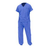 Maxbell Uniform Scrub Set for Men Top and Pants V Neck Soft Workwear for Cosmetology Light Blue Medium