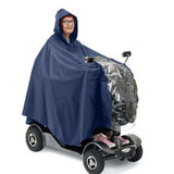 Maxbell Wheelchair Poncho Reflective Strip Camping Travel Wheelchair Rain Cape Cover with mirror hole dark blue