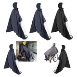 Maxbell Wheelchair Poncho Reflective Strip Camping Travel Wheelchair Rain Cape Cover with mirror hole dark blue