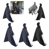 Maxbell Wheelchair Poncho Reflective Strip Camping Travel Wheelchair Rain Cape Cover with mirror hole dark blue