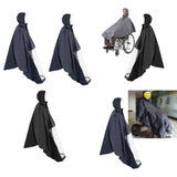 Maxbell Wheelchair Poncho Reflective Strip Camping Travel Wheelchair Rain Cape Cover with mirror hole dark blue