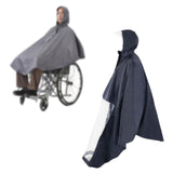 Maxbell Wheelchair Poncho Reflective Strip Camping Travel Wheelchair Rain Cape Cover with mirror hole dark blue