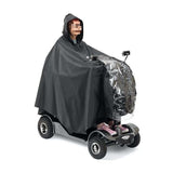 Maxbell Wheelchair Poncho Reflective Strip Camping Travel Wheelchair Rain Cape Cover with mirror hole black