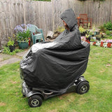 Maxbell Wheelchair Poncho Reflective Strip Camping Travel Wheelchair Rain Cape Cover with mirror hole black