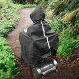 Maxbell Wheelchair Poncho Reflective Strip Camping Travel Wheelchair Rain Cape Cover with mirror hole black