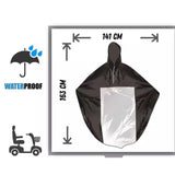 Maxbell Wheelchair Poncho Reflective Strip Camping Travel Wheelchair Rain Cape Cover with mirror hole black