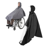 Maxbell Wheelchair Poncho Reflective Strip Camping Travel Wheelchair Rain Cape Cover with mirror hole black