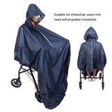 Maxbell Wheelchair Rain Poncho Raincoat for Elderly Men Women Mobility Tool Supplies Navy blue