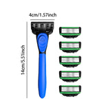 Maxbell 7 Layer Blade Razor Comfort Portable Men Shaver for Father Boys Gift for Men Blue