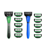 Maxbell 7 Layer Blade Razor Comfort Portable Men Shaver for Father Boys Gift for Men Blue