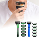 Maxbell 7 Layer Blade Razor Comfort Portable Men Shaver for Father Boys Gift for Men Blue