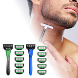 Maxbell 7 Layer Blade Razor Comfort Portable Men Shaver for Father Boys Gift for Men Blue