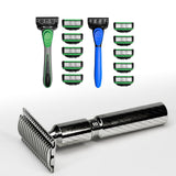 Maxbell 7 Layer Blade Razor Comfort Portable Men Shaver for Father Boys Gift for Men Blue