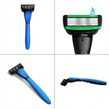 Maxbell 7 Layer Blade Razor Comfort Portable Men Shaver for Father Boys Gift for Men Blue