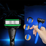 Maxbell 7 Layer Blade Razor Comfort Portable Men Shaver for Father Boys Gift for Men Blue