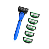 Maxbell 7 Layer Blade Razor Comfort Portable Men Shaver for Father Boys Gift for Men Blue
