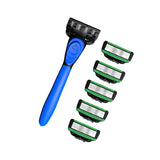 Maxbell 7 Layer Blade Razor Comfort Portable Men Shaver for Father Boys Gift for Men Blue