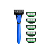 Maxbell 7 Layer Blade Razor Comfort Portable Men Shaver for Father Boys Gift for Men Blue