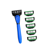 Maxbell 7 Layer Blade Razor Comfort Portable Men Shaver for Father Boys Gift for Men Blue