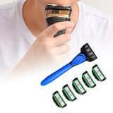 Maxbell 7 Layer Blade Razor Comfort Portable Men Shaver for Father Boys Gift for Men Blue