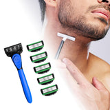 Maxbell 7 Layer Blade Razor Comfort Portable Men Shaver for Father Boys Gift for Men Blue