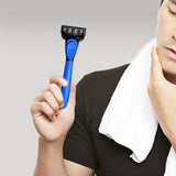 Maxbell 7 Layer Blade Razor Comfort Portable Men Shaver for Father Boys Gift for Men Blue