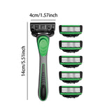 Maxbell 7 Layer Blade Razor Comfort Portable Men Shaver for Father Boys Gift for Men Green