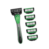 Maxbell 7 Layer Blade Razor Comfort Portable Men Shaver for Father Boys Gift for Men Green