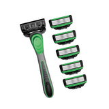 Maxbell 7 Layer Blade Razor Comfort Portable Men Shaver for Father Boys Gift for Men Green
