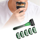 Maxbell 7 Layer Blade Razor Comfort Portable Men Shaver for Father Boys Gift for Men Green