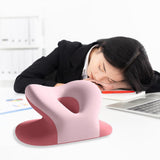 Maxbell Sleeping Pillow Face Cushion Multifunction Comfortable Portable Neck Pad pink