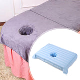 Maxbell Cotton Massage Table Face Hole Towel with Face Breath Hole for SPA Bed Table Light Blue