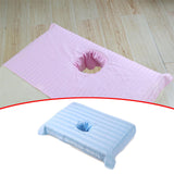 Maxbell Cotton Massage Table Face Hole Towel with Face Breath Hole for SPA Bed Table Light Blue