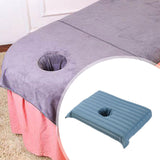 Maxbell Cotton Massage Table Face Hole Towel with Face Breath Hole for SPA Bed Table Blue