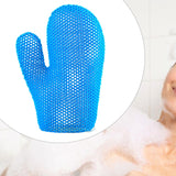 Maxbell Honeycomb Cleaning Bath Gloves Bath Washcloth Scrubber Reusable Scrub Gloves blue Finger