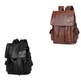Maxbell Fashion PU Leather Backpack Drawcord Multipurpose for Trips Cycling Business black