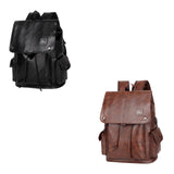Maxbell Fashion PU Leather Backpack Drawcord Multipurpose for Trips Cycling Business black