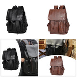 Maxbell Fashion PU Leather Backpack Drawcord Multipurpose for Trips Cycling Business black