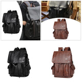 Maxbell Fashion PU Leather Backpack Drawcord Multipurpose for Trips Cycling Business black