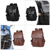 Maxbell Fashion PU Leather Backpack Drawcord Multipurpose for Trips Cycling Business black