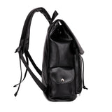 Maxbell Fashion PU Leather Backpack Drawcord Multipurpose for Trips Cycling Business black