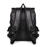 Maxbell Fashion PU Leather Backpack Drawcord Multipurpose for Trips Cycling Business black