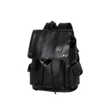 Maxbell Fashion PU Leather Backpack Drawcord Multipurpose for Trips Cycling Business black