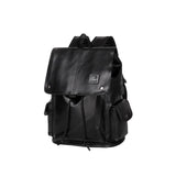 Maxbell Fashion PU Leather Backpack Drawcord Multipurpose for Trips Cycling Business black