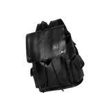 Maxbell Fashion PU Leather Backpack Drawcord Multipurpose for Trips Cycling Business black