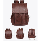 Maxbell Fashion PU Leather Backpack Drawcord Multipurpose for Trips Cycling Business dark brown